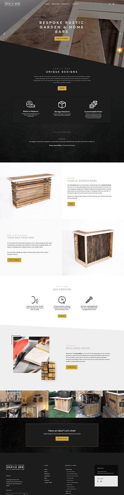 screenshot of RDH packings website